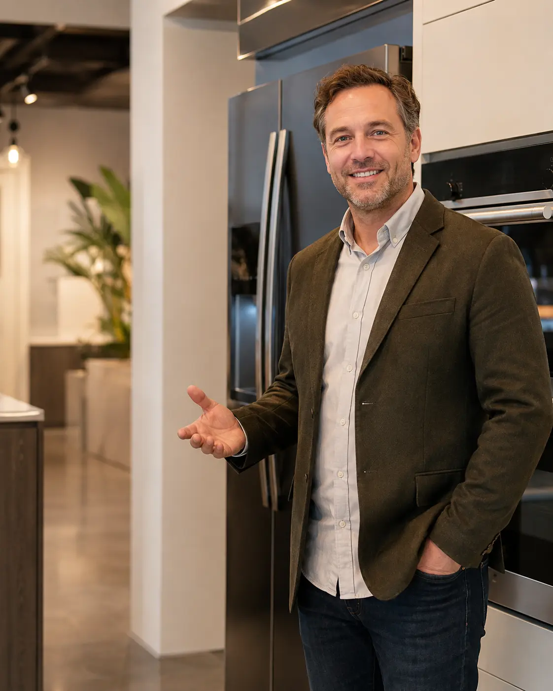 Appliance specialist in a showroom