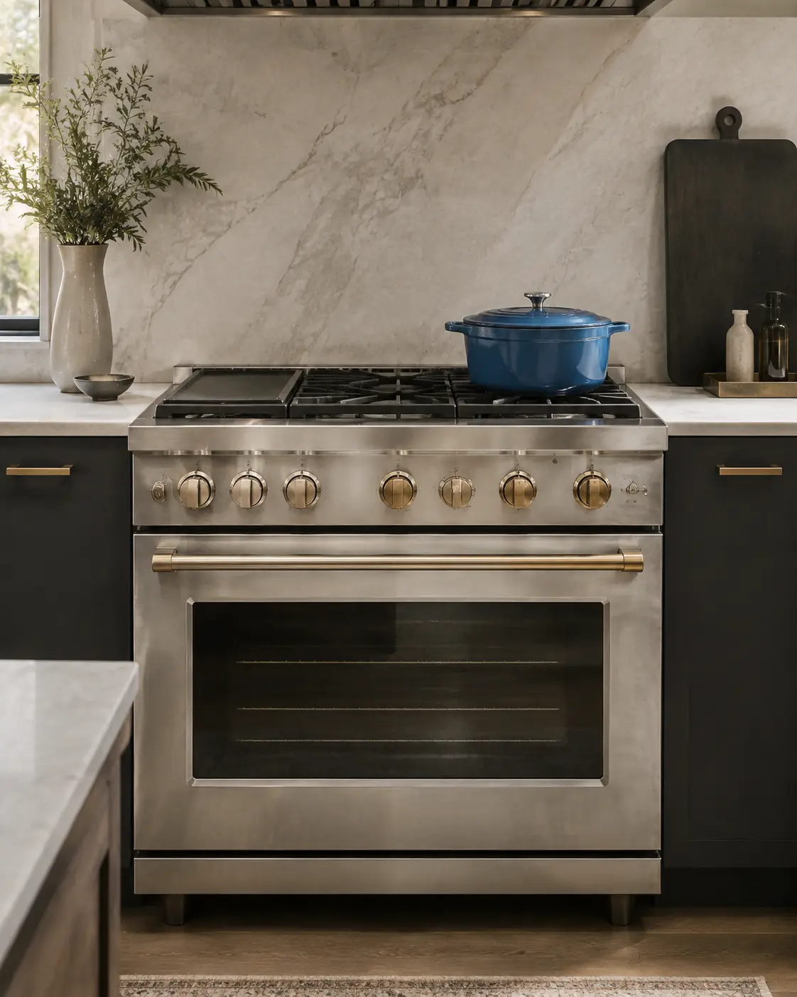 Premium gas range in a contemporary kitchen