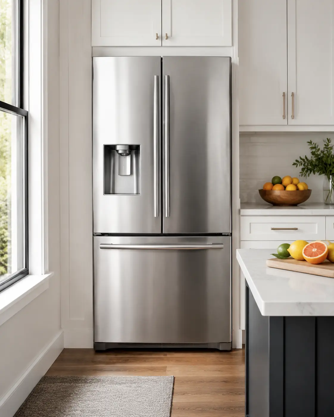 Stainless French-door refrigerator in a modern kitchen