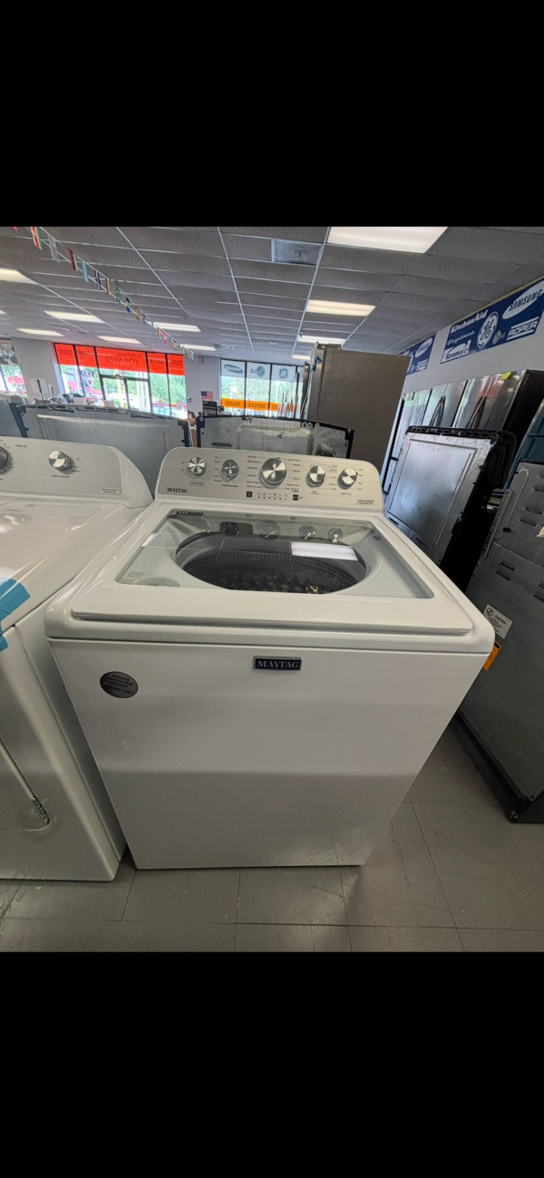 maytag® 7.0 cu. ft. white electric dryer with wrinkle prevent phase