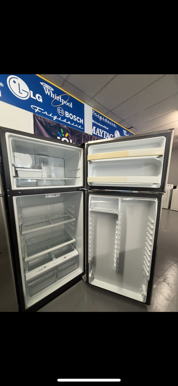 ge® energy star® 17.5 cu. ft. stainless steel top freezer refrigerator with upfront temperature controls