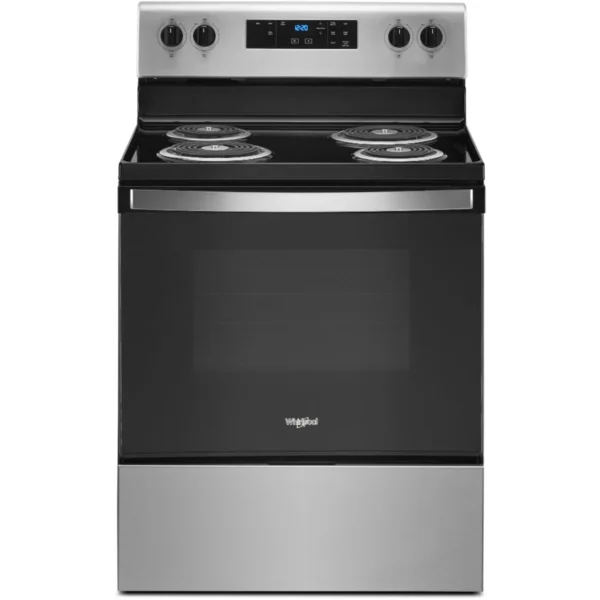 whirlpool® 4.8 cu. ft. stainless steel freestanding electric range with keep warm setting