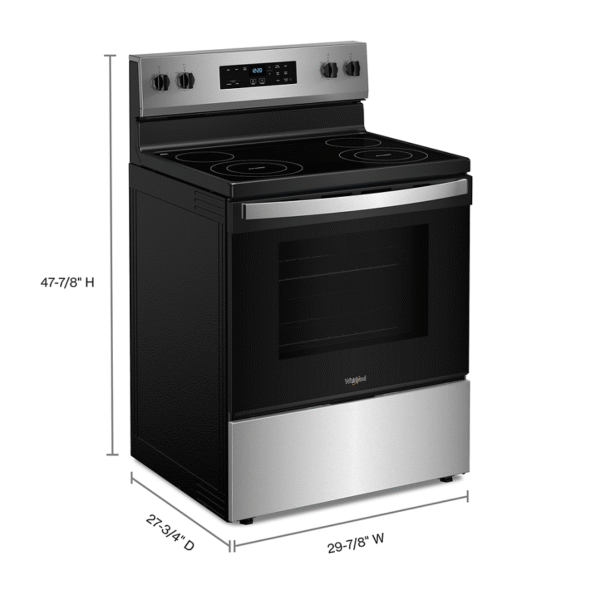 whirlpool® 5.3 cu. ft. stainless steel freestanding electric range