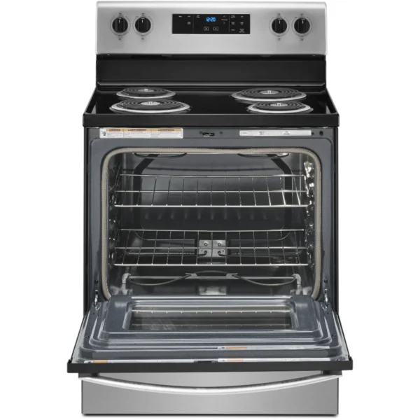 whirlpool® 4.8 cu. ft. stainless steel freestanding electric range with keep warm setting