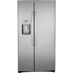 ge® 25.1 cu. ft. fingerprint resistant stainless steel side by side refrigerator with external ice & water dispenser