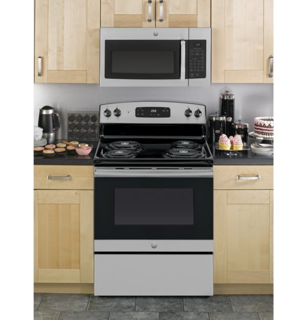 ge® 5.3 cu. ft. stainless steel freestanding electric range with self clean oven