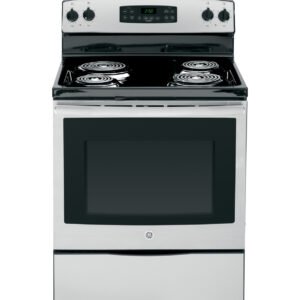 ge® 5.3 cu. ft. stainless steel freestanding electric range with self clean oven