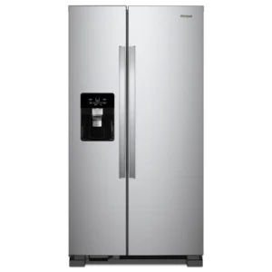 whirlpool® 24.6 cu. ft. stainless steel side by side refrigerator with exterior ice and water dispense
