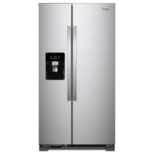 whirlpool® 24.6 cu. ft. stainless steel side by side refrigerator with exterior ice and water dispense
