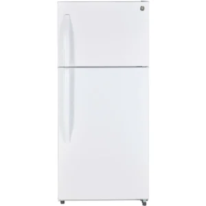 ge® energy star® 17.5 cu. ft. top freezer refrigerator with upfront temperature controls (white)