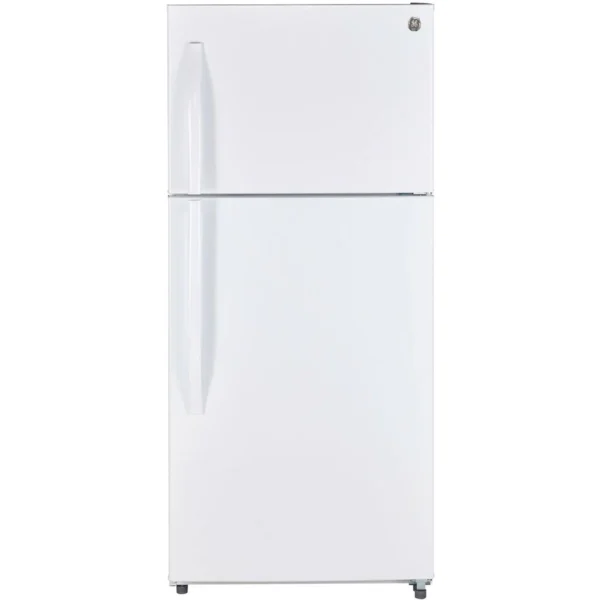 ge® energy star® 17.5 cu. ft. top freezer refrigerator with upfront temperature controls (white)