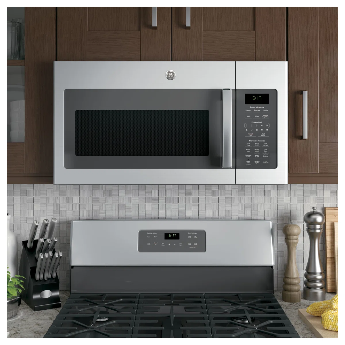 GE Appliances 30" 1.7 cu ft. 1000 - Watt Convertible Over-The-Range Microwave with Sensor Cooking JVM6175SKSS - Image 4